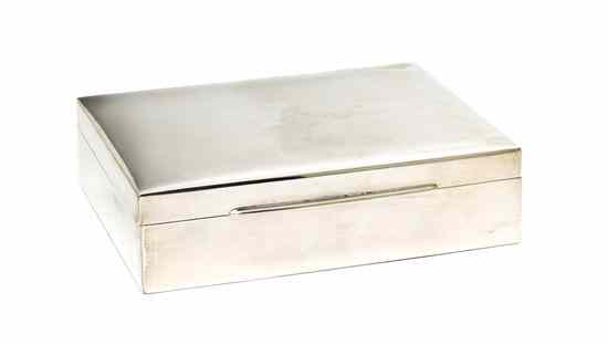 Appraisal: A Continental Silver Cigarette Box Tezler having a rectangular hinged