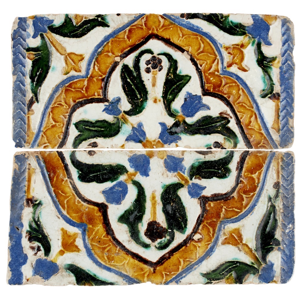 Appraisal: GROUP OF SPANISH GLAZED ARISTA CEILING TILES DE DOS POR