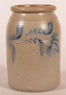 Appraisal: th C Reading PA Stoneware Jar w Slip Tulip Unsigned