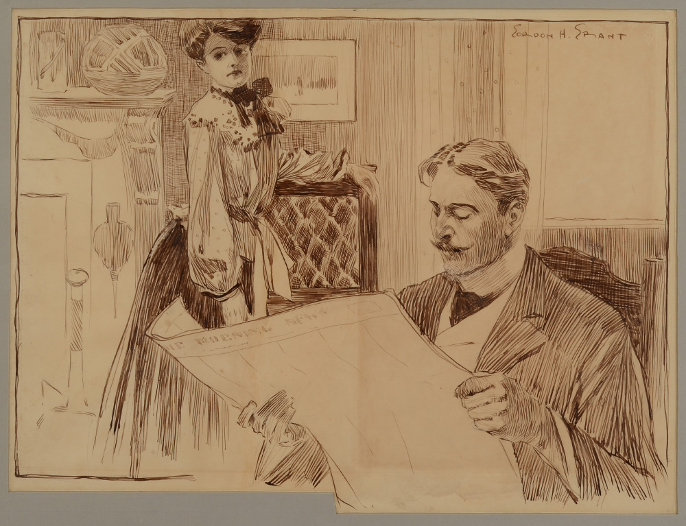 Appraisal: GRANT Gordon American - Husband Reading Morning News with Wife