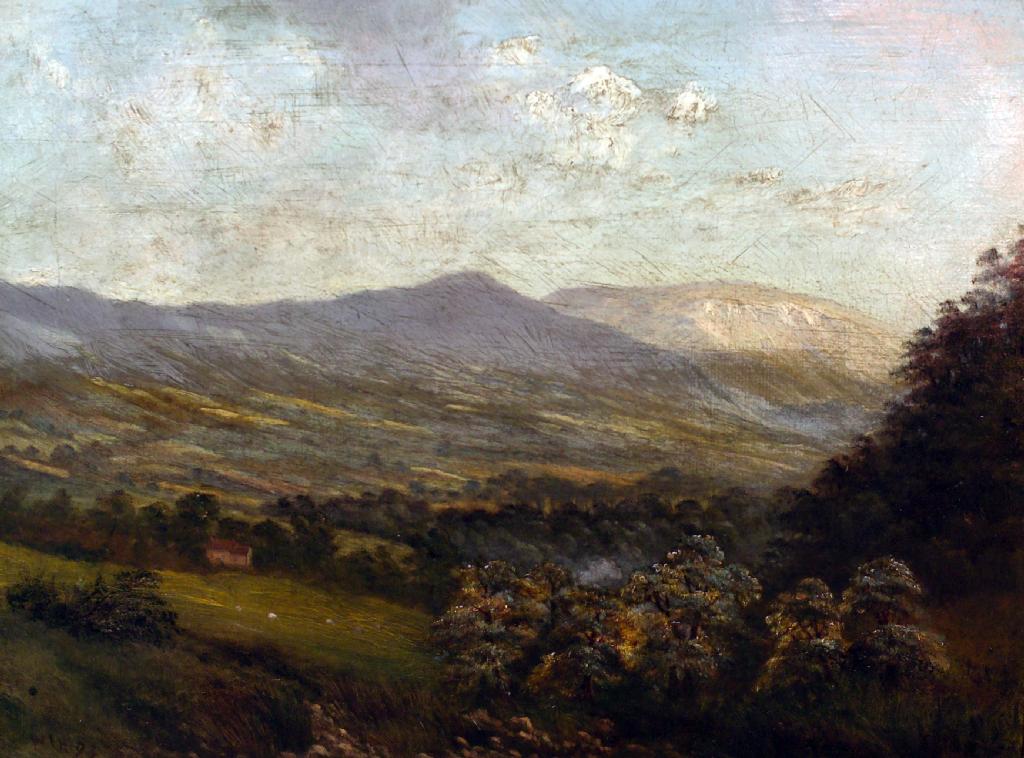 Appraisal: ENGLISH SCHOOL LATE th CENTURY LAKELAND LANDSCAPE signed with initials