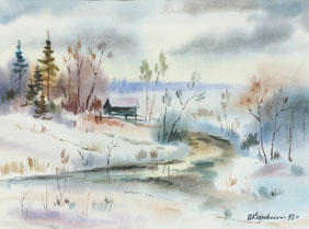 Appraisal: A pair of Russian landscapes watercolor x signed B Kozlovsky