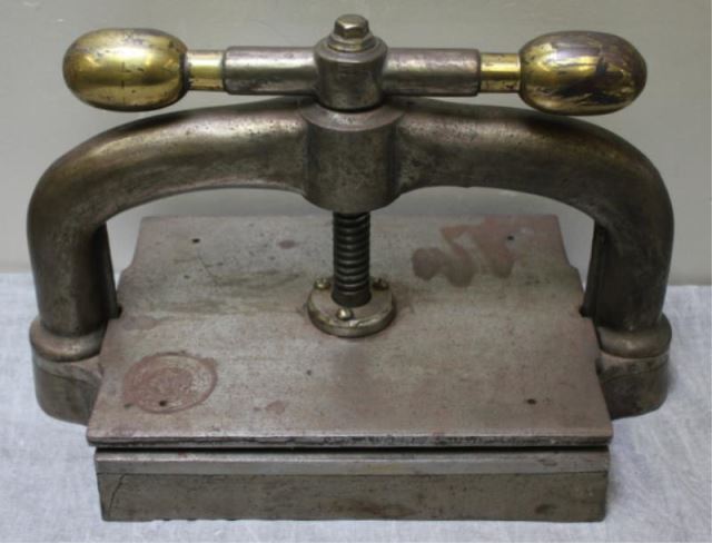 Appraisal: Antique Iron and Brass Book Press From a Mamaroneck NY