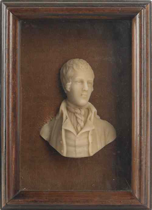 Appraisal: Continental wax bust of a gentleman early th c frame