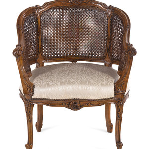 Appraisal: A Louis XV Style Beechwood Caned Berg re Late th