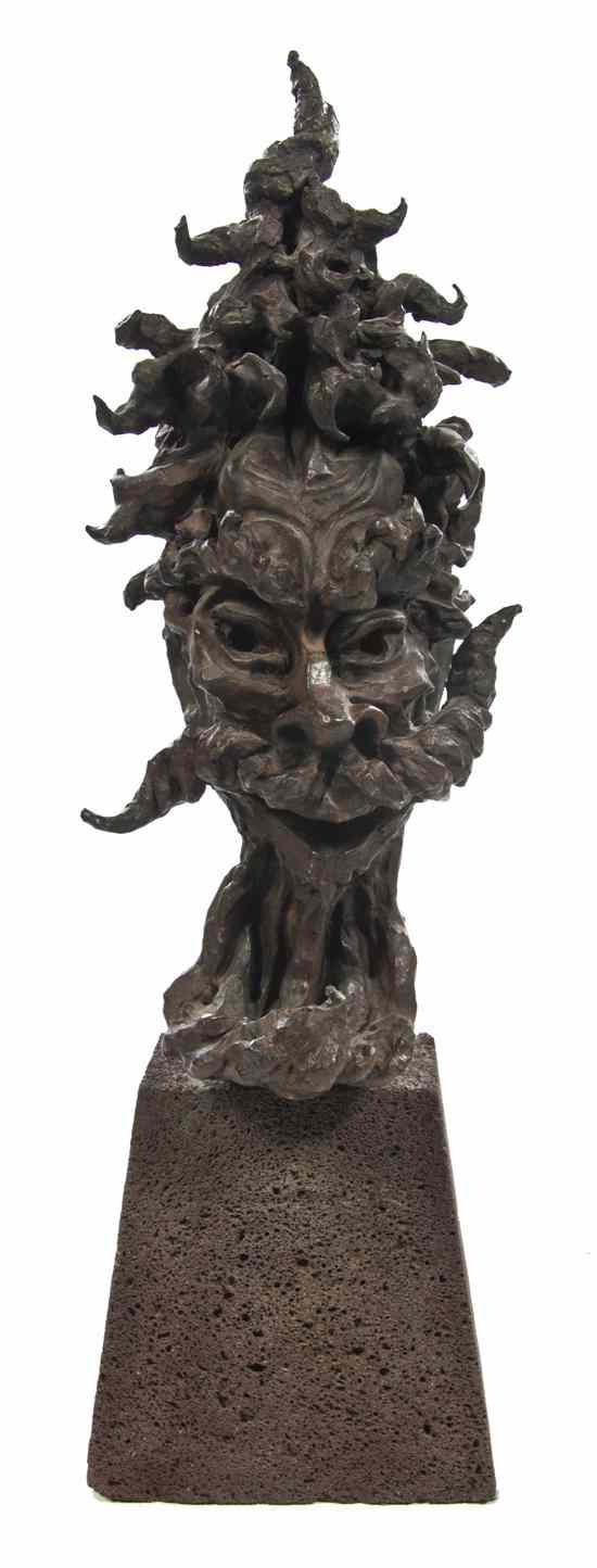 Appraisal: A Bronze Bust E Lipshitz depicting a stylized bearded man