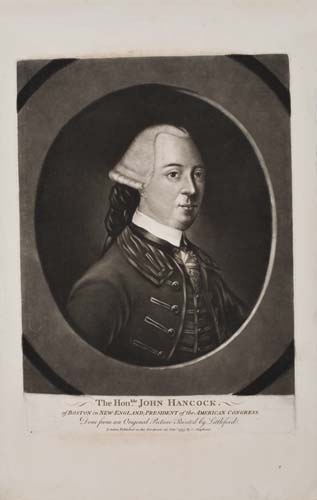 Appraisal: REVOLUTION--PRINT The Hon ble John Hancock of Boston in New-England