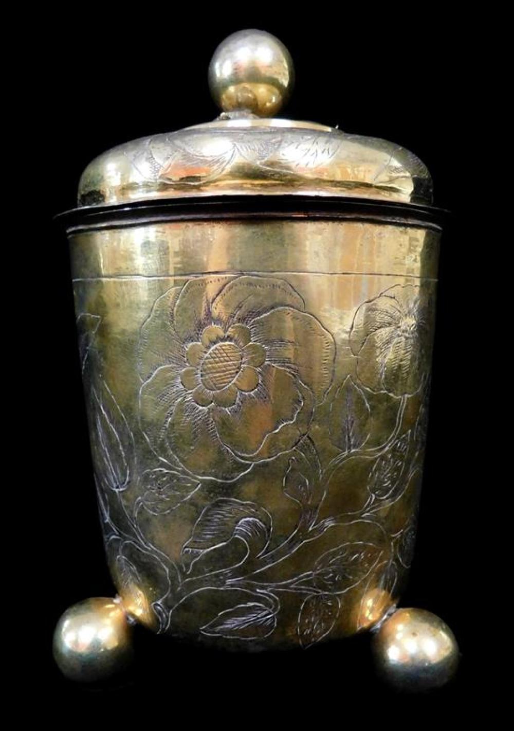 Appraisal: SILVER th th C German silver and gilt-covered cup Liegnitz