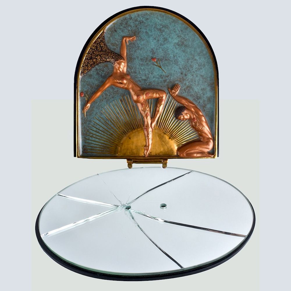 Appraisal: Erte Le Femine Fatale Bronze Table Mirror Erte Russian -