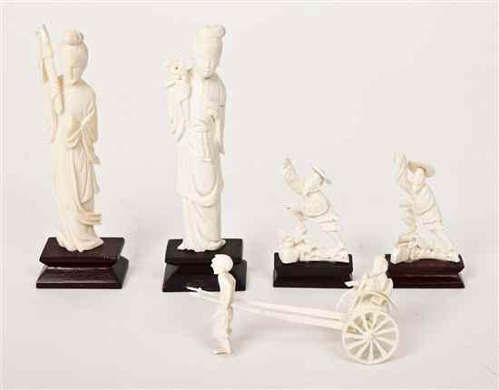 Appraisal: A Group of Carved Ivory Figures each in an upright