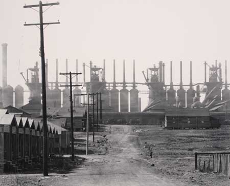 Appraisal: EVANS WALKER - Steel Mill and Workers' Houses Silver print