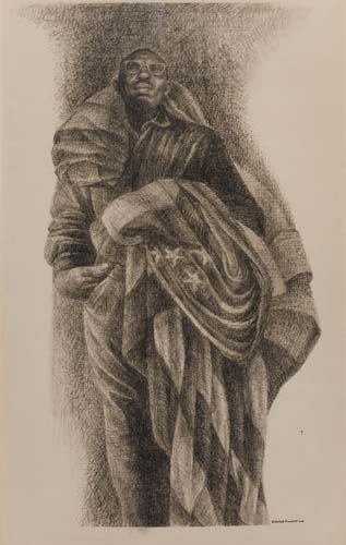 Appraisal: CHARLES WHITE - The Brother Ink on thick cream illustration