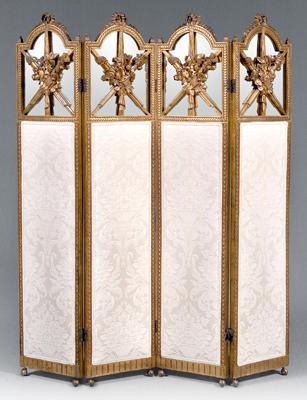 Appraisal: Louis XVI style four panel screen carved and gilt wood