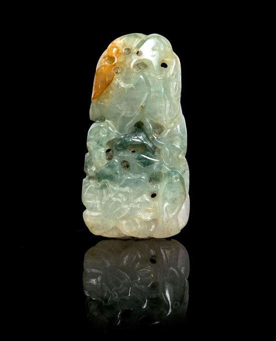 Appraisal: Sale Lot A Carved Jadeite Pendant with dark green and