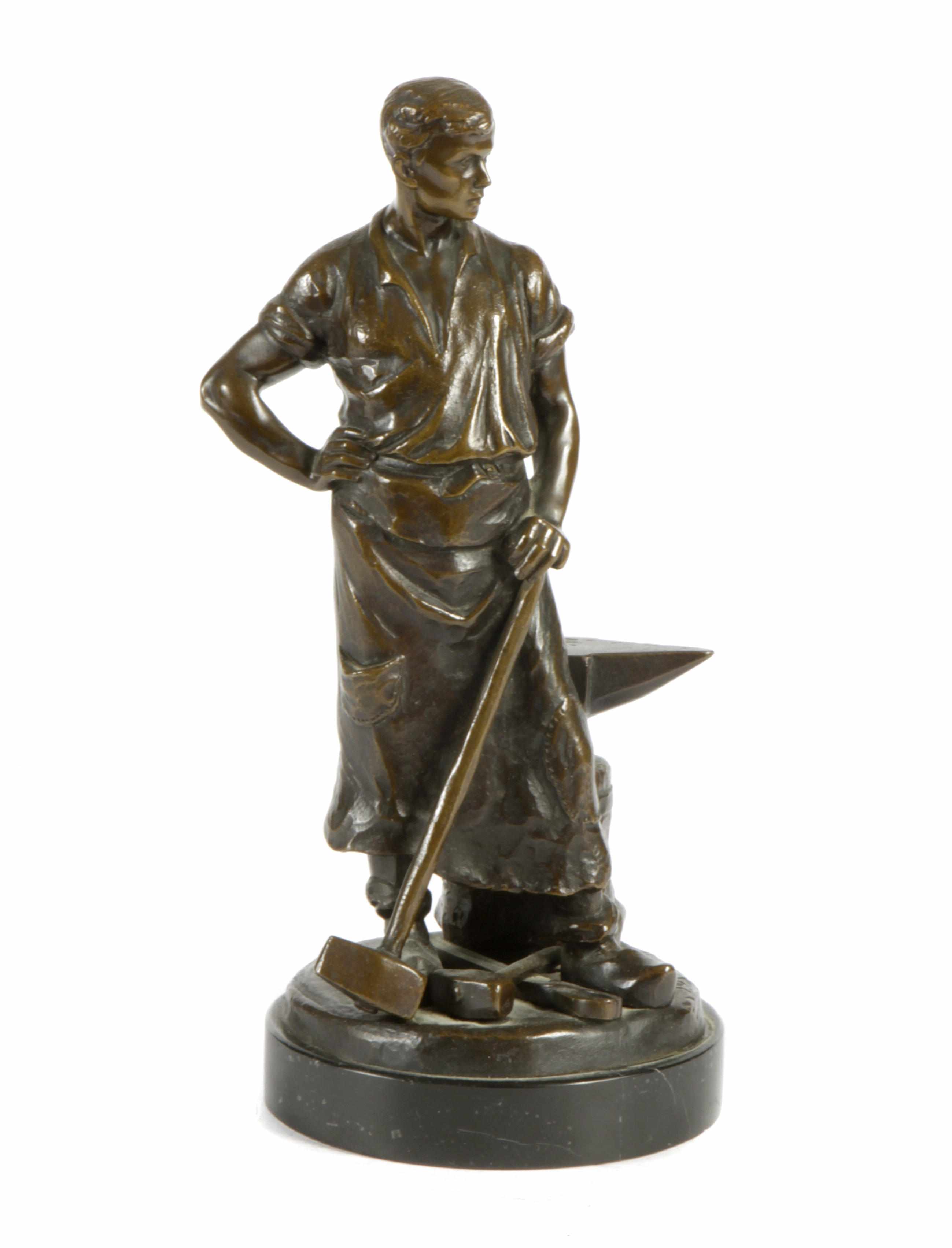 Appraisal: A German patinated bronze figure of a blacksmith cast after