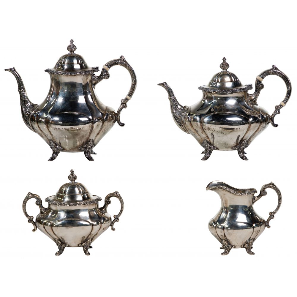 Appraisal: REED BARTON GEORGIAN ROSE STERLING SILVER TEA SERVICE piece set