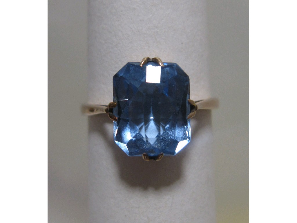 Appraisal: Rose gold fancy cut blue topaz single stone ring