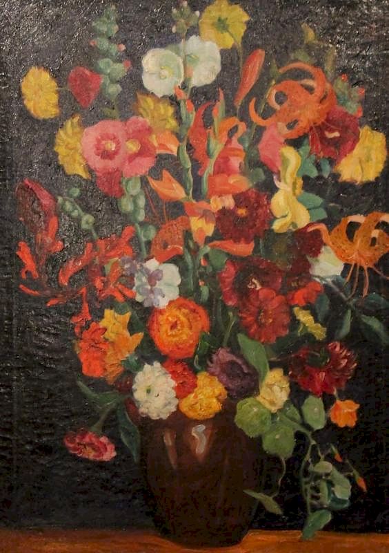 Appraisal: Paul Bough Travis American - Floral Still Life Oil on