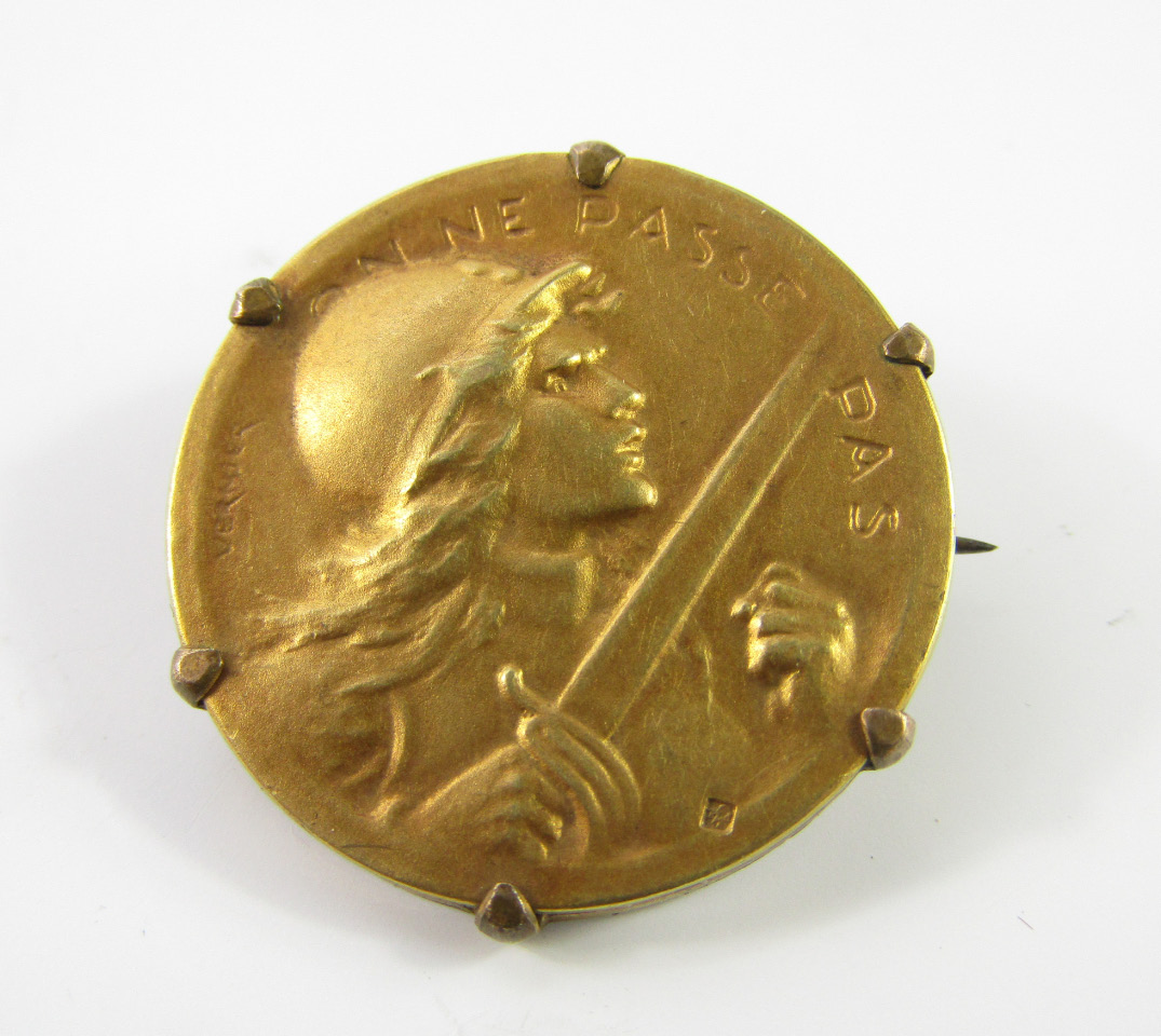 Appraisal: A Verdun medal possibly gold signed by Vernier in a