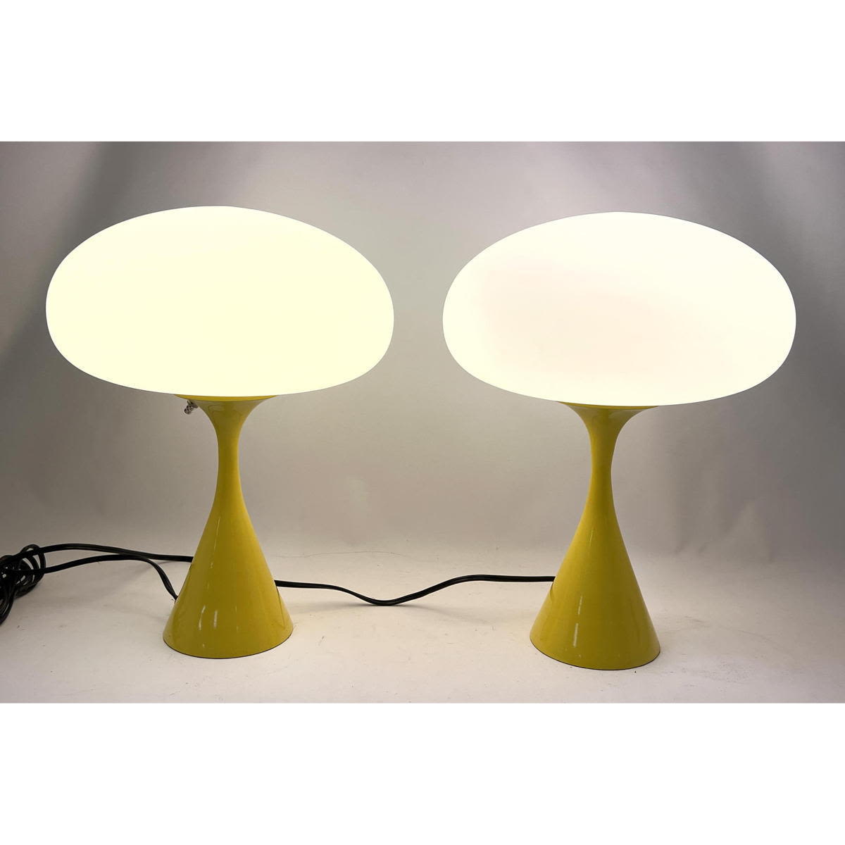 Appraisal: Pr Contemporary Stemlite Mushroom Lamps Yellow bases Designline Taller model