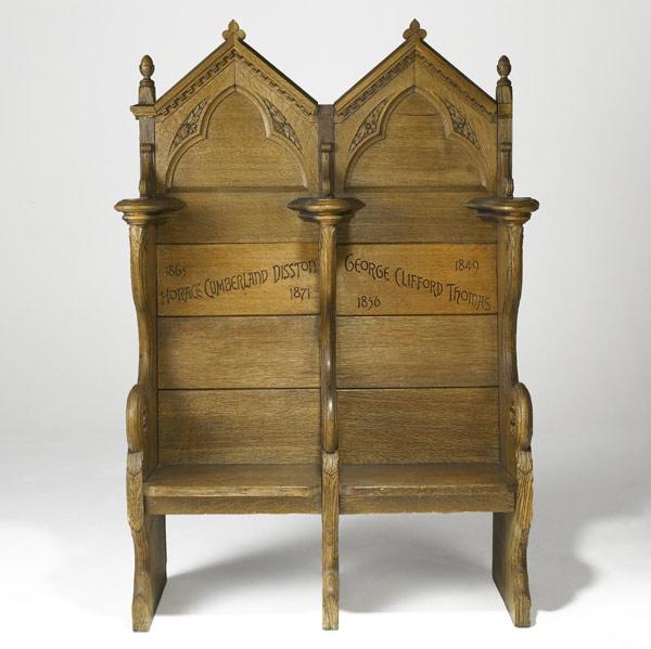 Appraisal: ENGLISH GOTHICDouble altar chair with two panels one carved Horace