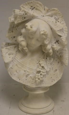 Appraisal: TH C ALABASTER BUST OF A WOMAN WITH LACE BONNETSHOWS