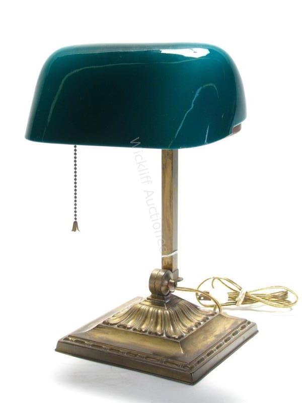 Appraisal: An antique Emeralite lamp model Desk Lamp printed on shade