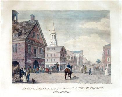 Appraisal: piece Hand-Colored Engraving Birch William Second Street North from Market