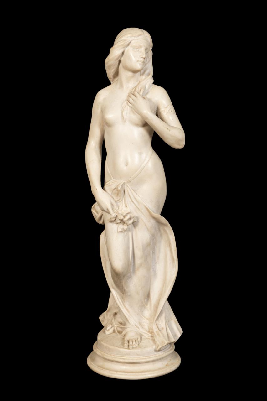 Appraisal: ITALIAN SCHOOL STANDING NUDE FEMALE ALABASTER Italian school Floral Nude