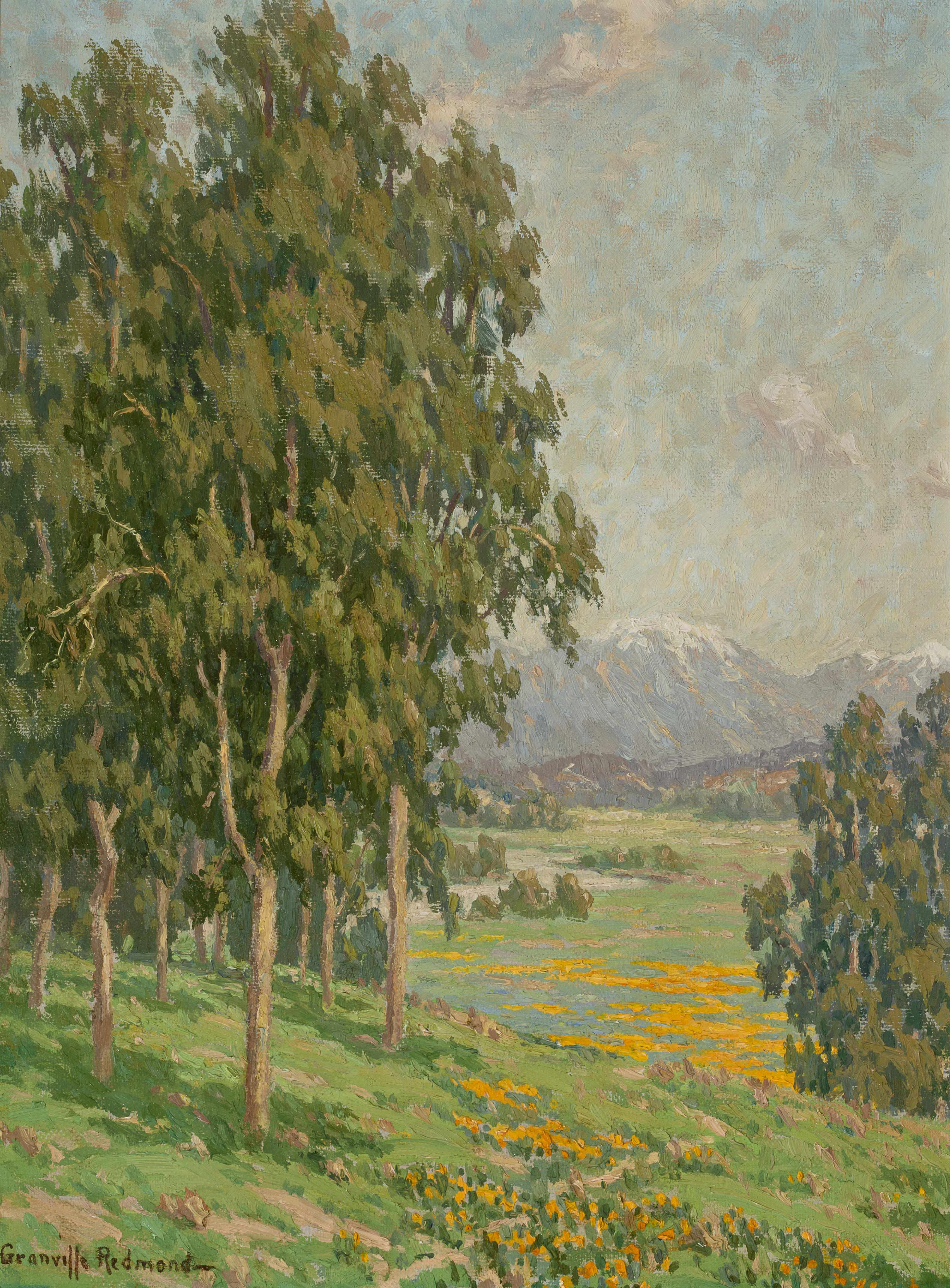 Appraisal: Granville Redmond American - California wildflowers and distant snow-capped mountains