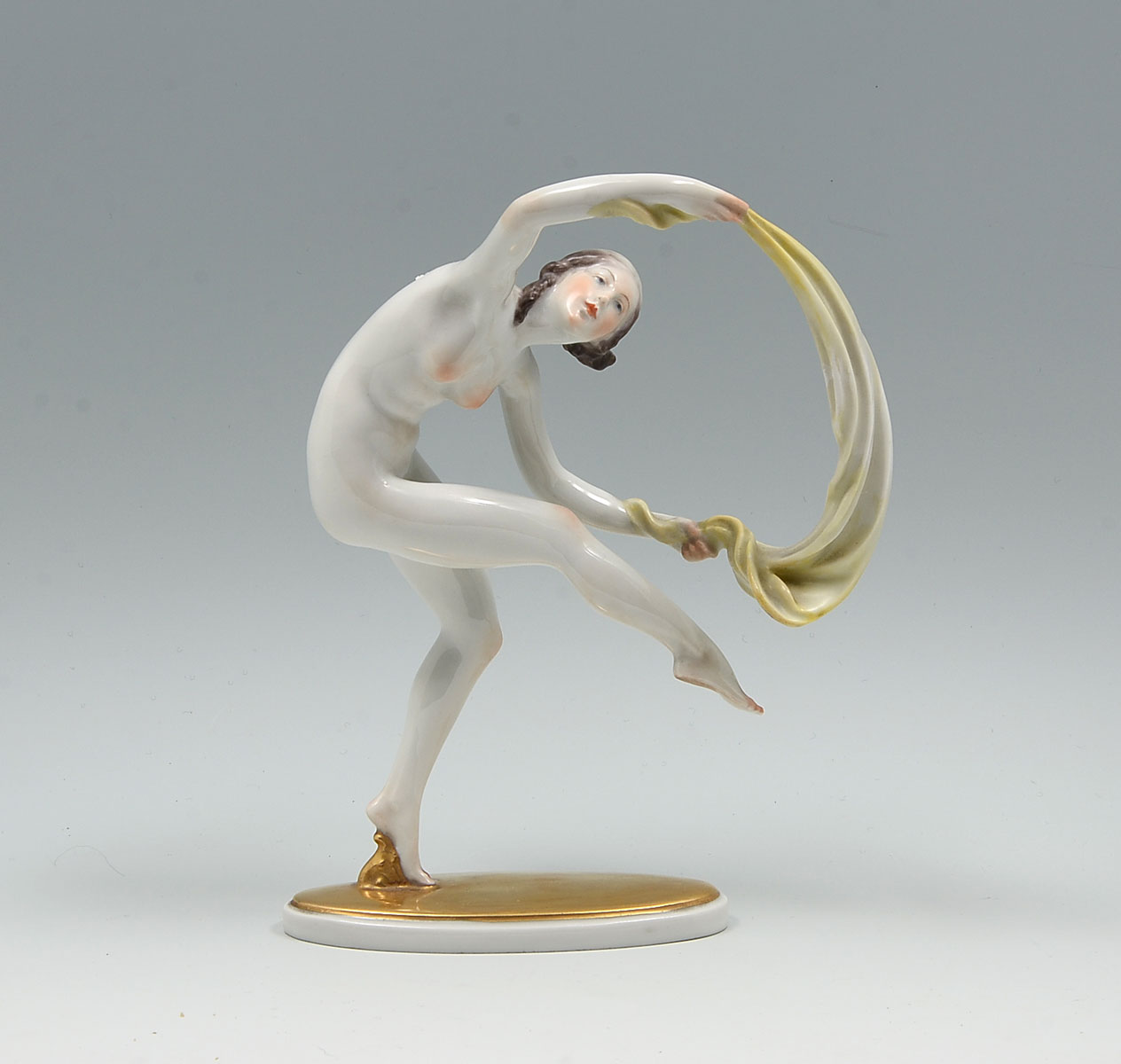 Appraisal: HEREND ART DECO NUDE DANCER Herend porcelain art deco nude