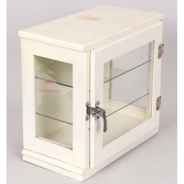 Appraisal: Barber Shop sterilizer station supply display cabinet with two glass