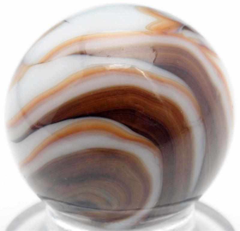 Appraisal: Christensen Agate Tri-Color Flame Swirl Marble White dark brown and