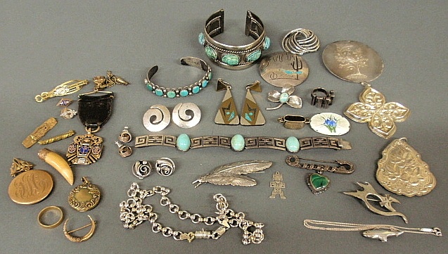 Appraisal: - Group of sterling and foreign silver jewelry and accessories