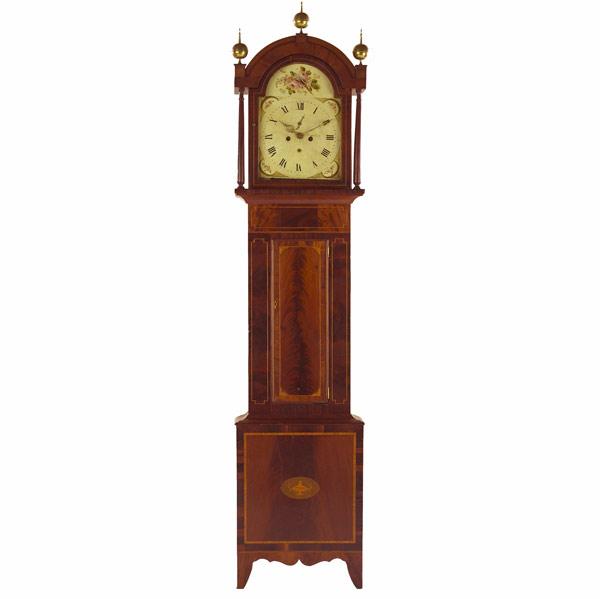 Appraisal: English grandfather clock ca Mahogany case with inlay day movement