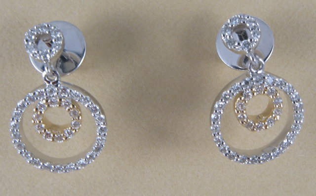 Appraisal: PAIR OF DIAMOND EARRINGS each k white and yellow gold