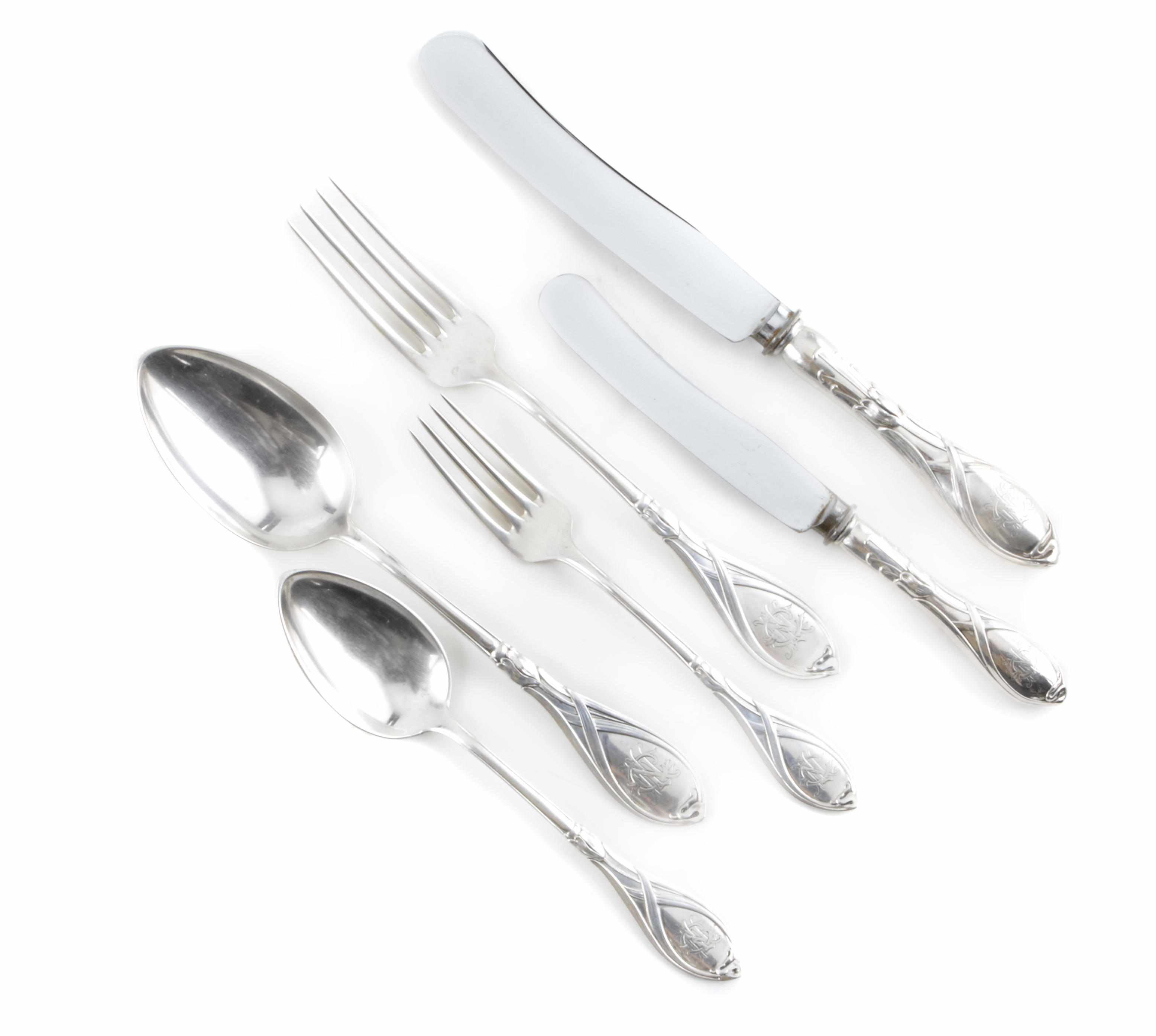 Appraisal: A German art nouveau standard silver flatware set Maker's mark