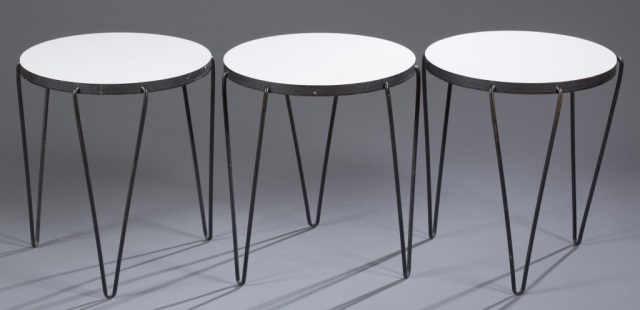 Appraisal: Mid th c Nesting Tables Hairpin legs H x Dia