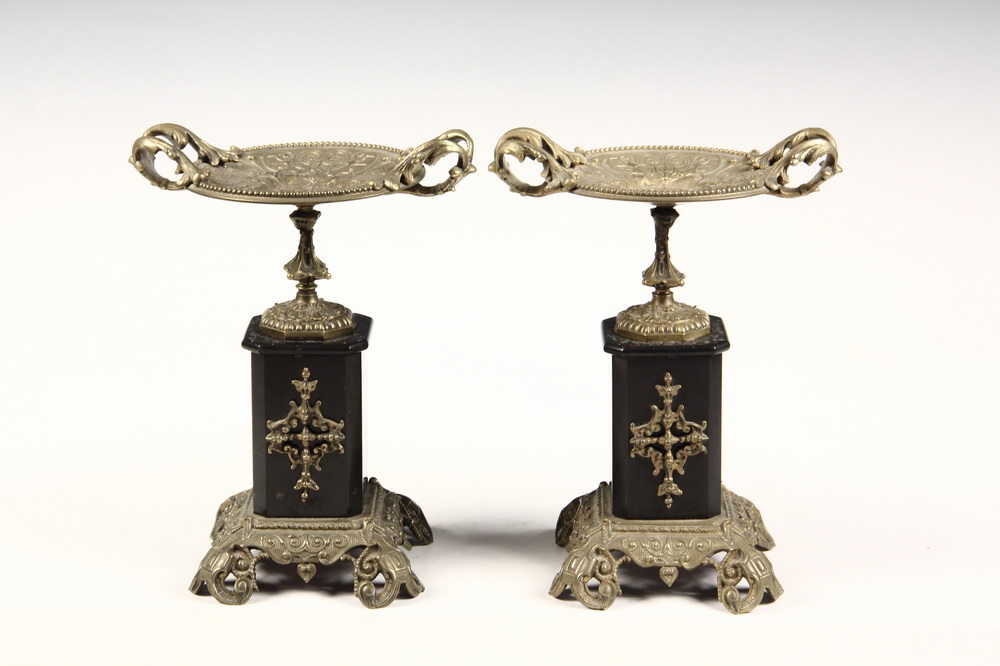 Appraisal: PAIR OF FRENCH MANTEL TAZZAS - Second Empire Period Gilt