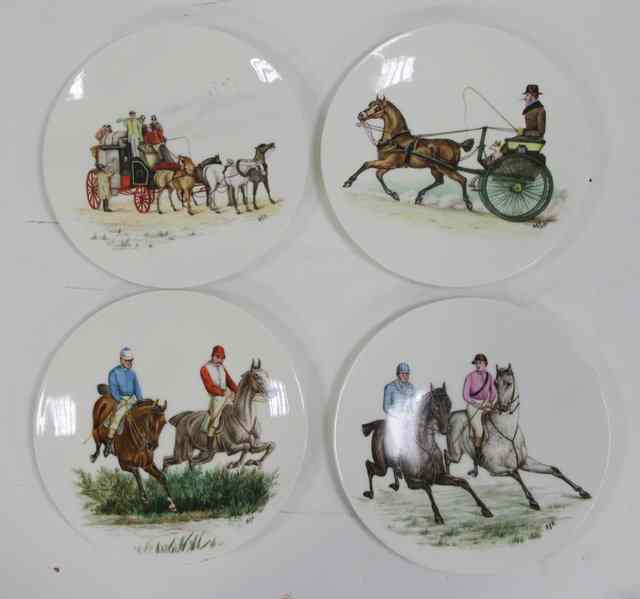 Appraisal: A set of four English porcelain plates outside decorated with