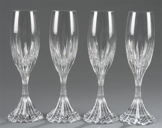 Appraisal: French set of Baccarat Massena crystal champagne flutes Classic beveled