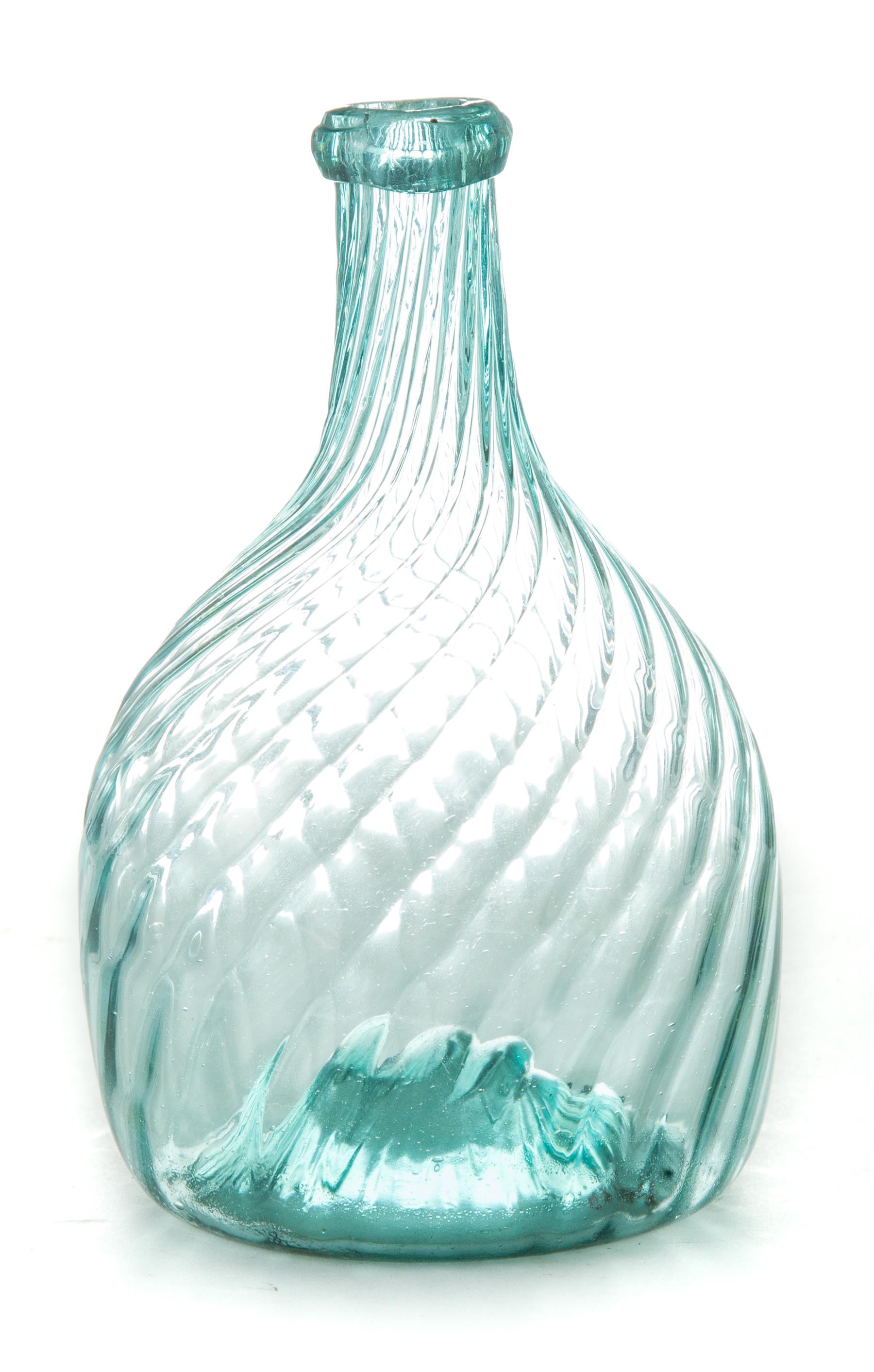 Appraisal: ZANESVILLE BLOWN BOTTLE Ohio nd quarter- th century Aqua club-shape