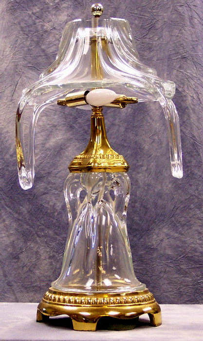 Appraisal: French crystal freeform table lamps brass finished bases h Estimate