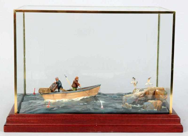 Appraisal: Waterline Diorama by Rex Stewart Bringing in the Catch Crafted