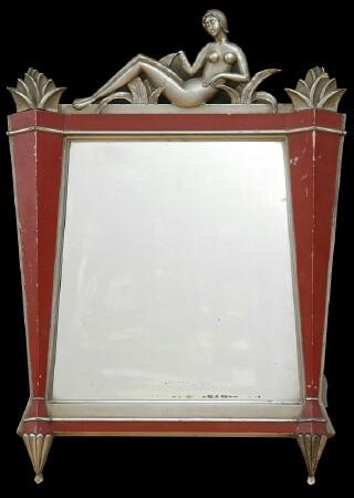 Appraisal: ART DECO PAINTED AND PARCEL-GILT MIRROR x in