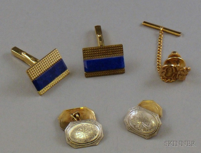 Appraisal: Two Pairs of kt Gold Cuff Links and a kt