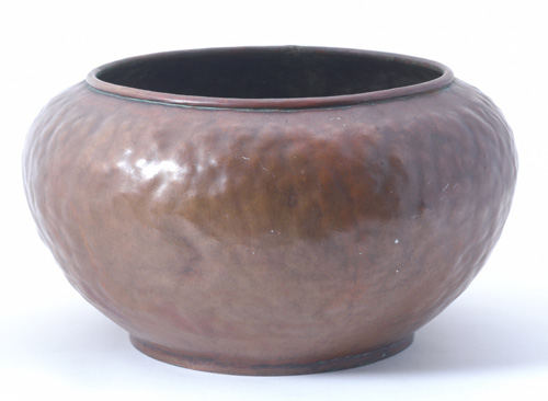 Appraisal: DIRK VAN ERP Hammered copper jardiniere in a Warty texture