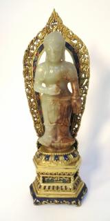 Appraisal: Jade Guan Yin With A Gilt Bronze Shrine Jade Guan