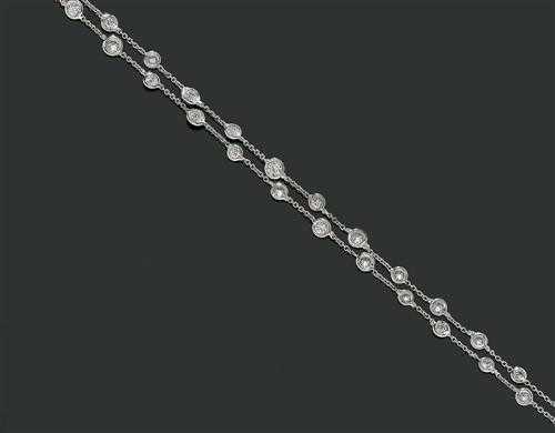 Appraisal: BRILLIANT-CUT DIAMOND NECKLACE White gold Very decorative anchor chain with