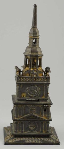 Appraisal: Cast Iron Independence Hall Mechanical Bank Description Manufactured by Enterprise